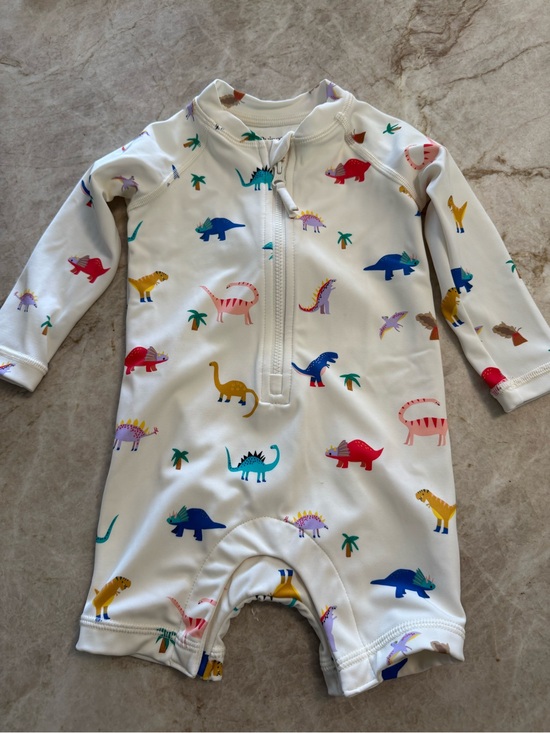 Quince Other - Quince White Kids One-Piece Swimsuit with Multicolor Dino Print